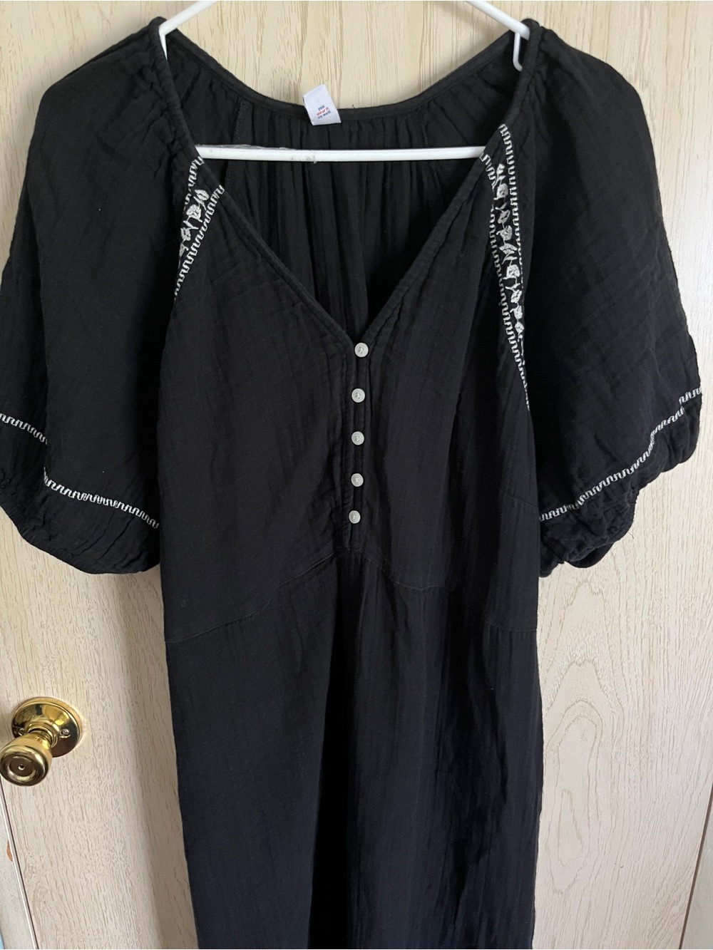 Old Navy Peasant Gauze Black Embroidered Maxi Dress Sz XL Tall - Picture 3 of 9